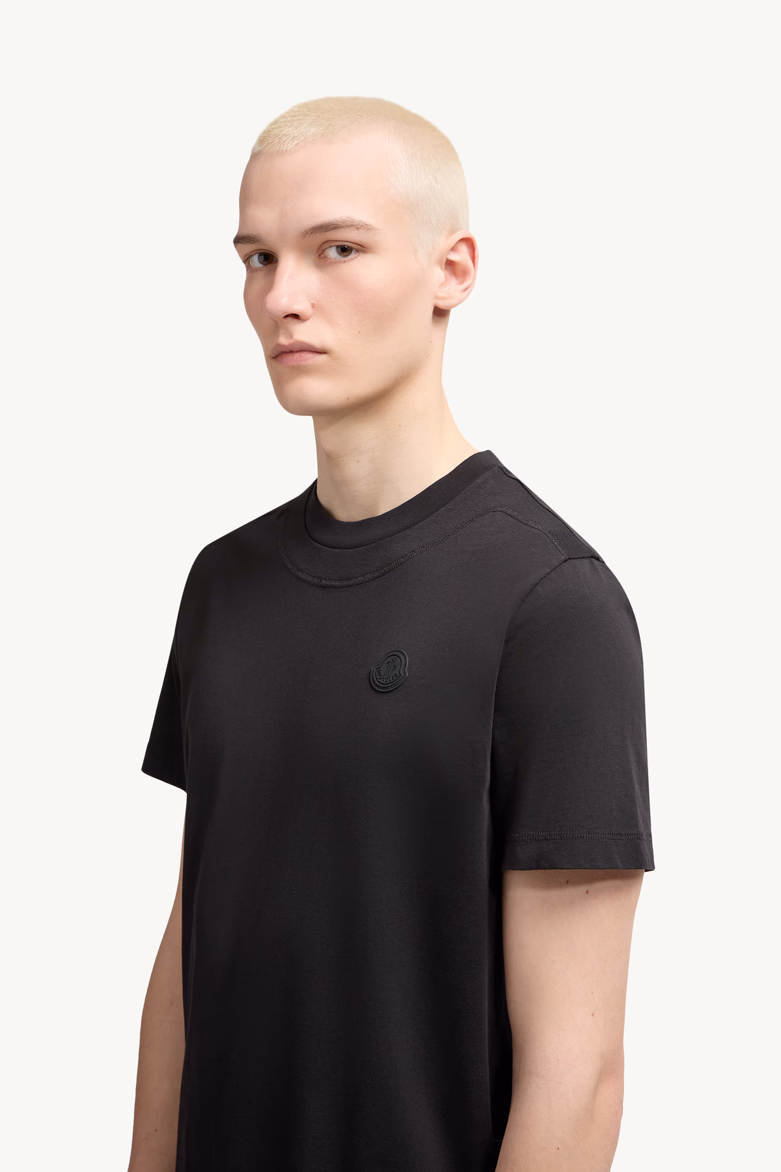 Logo Patch Cotton T-Shirt Men Black Moncler 4